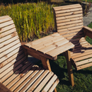 2 SEATER BENCH LOVE SEAT & TABLE GARDEN FURNITURE WOODEN SWEDISH REDWOOD VS104