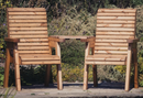 2 SEATER BENCH LOVE SEAT & TABLE GARDEN FURNITURE WOODEN SWEDISH REDWOOD VS104