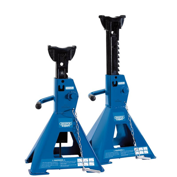 Pair of Pneumatic Rise Ratcheting Axle Stands, 3 Tonne