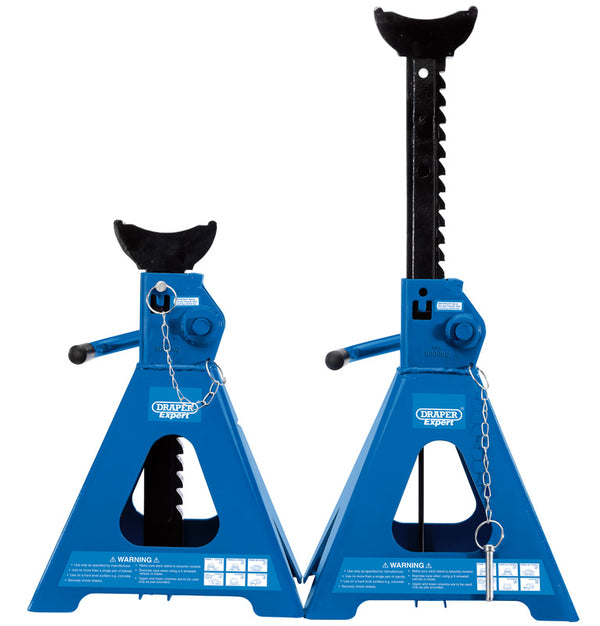 Pair of Pneumatic Rise Ratcheting Axle Stands, 5 Tonne