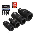 Bluespot Impact Socket Adaptor Reducer Converter 4pc Set 1/2" 3/8" 1/4" 02092