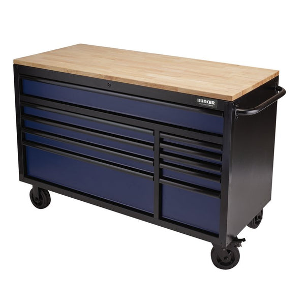 BUNKER&#174; Workbench Roller Tool Cabinet, 10 Drawer, 56", Blue