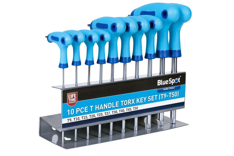 BlueSpot Torx Hex Key T9-T50 T-Handle 10pc TRX Stand Set New 12184