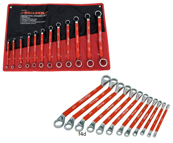 12pc Spanner Set Offset Ring Wrench Double Ended Rubber Sleeve 6mm -32mm CT1351