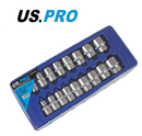US PRO 1/2" Drive Shallow Metric Socket Set 17PC 6PT 10-30MM Chrome Sockets 1394