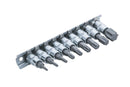 Blue Spot Torx Bit Socket Set 9pc 1/4" T10-T60 on Socket Rail Trx Star 01521