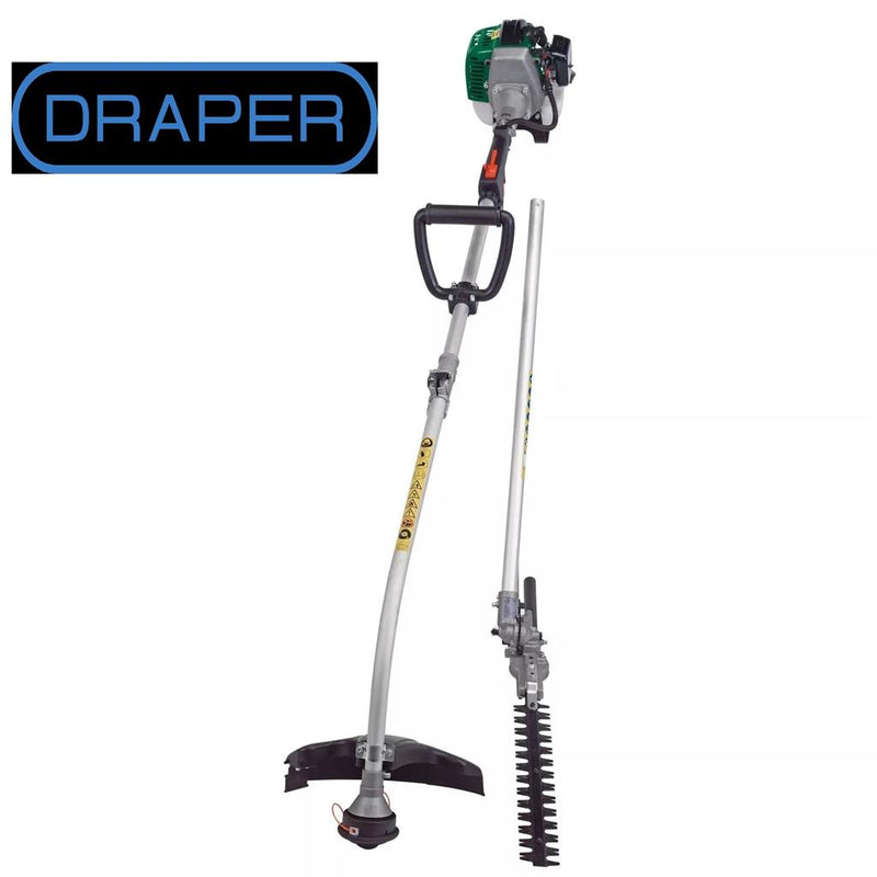 DRAPER GRASS STRIMMER & HEDGE TRIMMER POLE CUTTER 2 IN 1 PETROL 33CC 2HP 16056