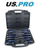 US PRO Hammer Screwdriver Set 12pc Go through PoziFlat Head Screwdrivers 1610