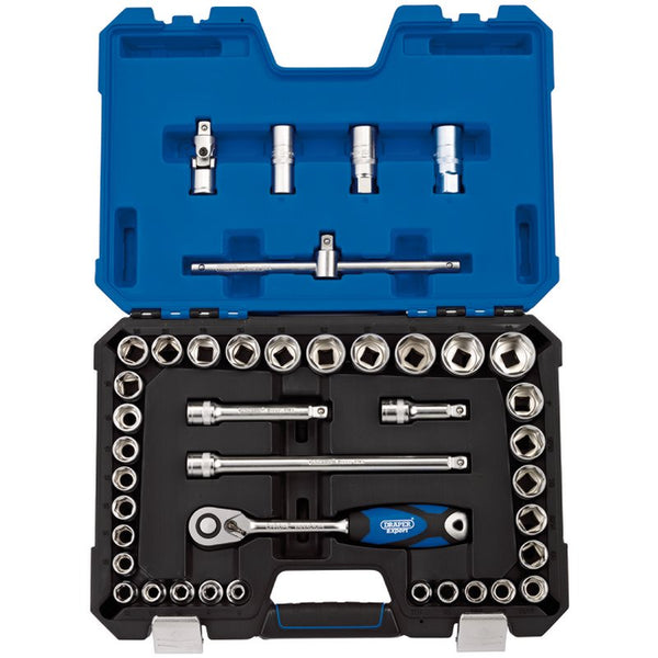 Draper Expert Combined MM/AF Socket Set, 1/2" Sq. Dr. (41 Piece)