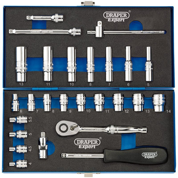 Metric Socket Set, 1/4" Sq. Dr. (26 Piece)