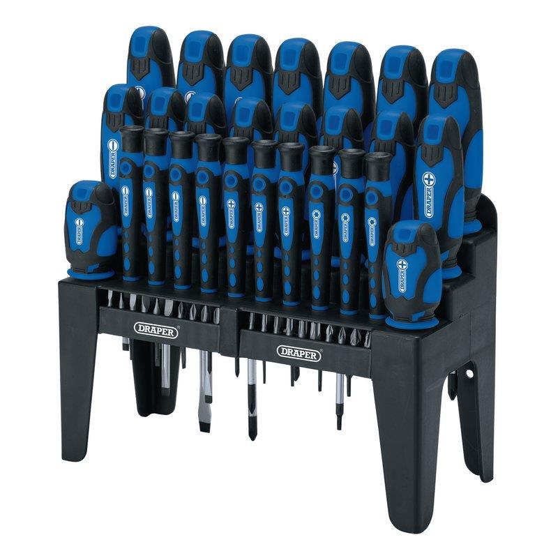 DRAPER SCREWDRIVER SET 47PC SOFT GRIP BIT SET HEX ALLEN TORX KEY BLUE 16736