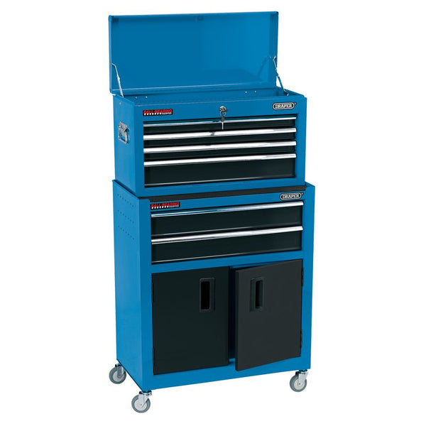 Combined Roller Cabinet and Tool Chest, 6 Drawer, 24", Blue