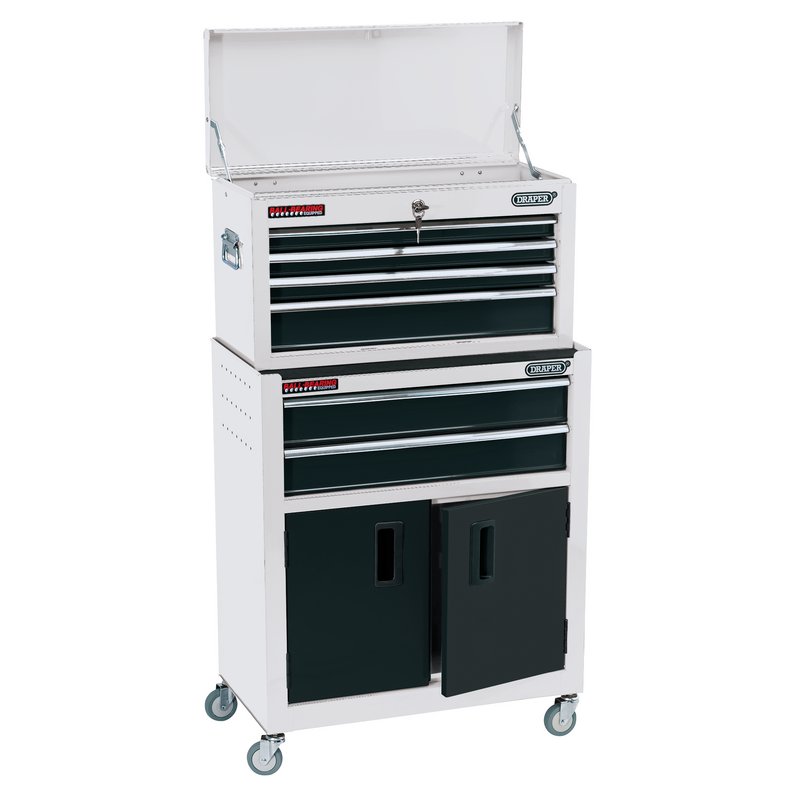 Combined Roller Cabinet and Tool Chest, 6 Drawer, 24", White