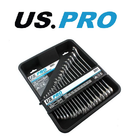 US PRO SPANNER SET 18PC METRIC COMBINATION OPEN RING WRENCH 6-24MM IN TRAY 2051