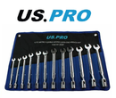 US Pro Spanner Set Flexi Head Socket 12pc Open End Wrench Set 8 - 19mm 2081