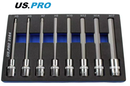 US PRO Long Hex Bits Sockets Key Set Allen 8pc 1/2" Drive 140mm 5 - 17mm 2084