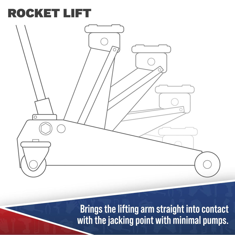 Viking Low Profile Professional Long Reach Trolley Jack with Rocket Lift 2 Tonne