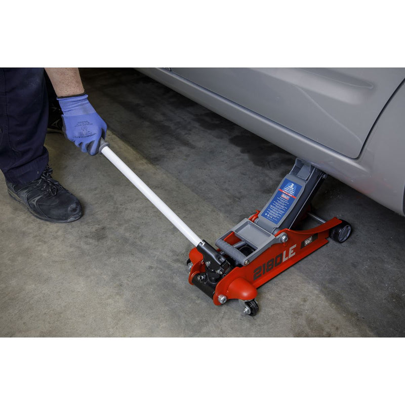 180� Handle Low Profile Short Chassis Trolley Jack 2 Tonne - Red