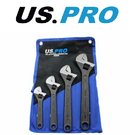 US Pro Adjustable Wrench 4pc Set 6" 8" 10" 12" Black Edition Spanners 2204