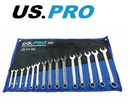 US PRO Spanner Set 15PC Metric Combination Wrench In Case 6 - 22MM 2243