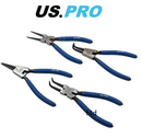 US PRO 7" Circlip Pliers 4pc Plier Set Straight Bent Internal External Set 2256