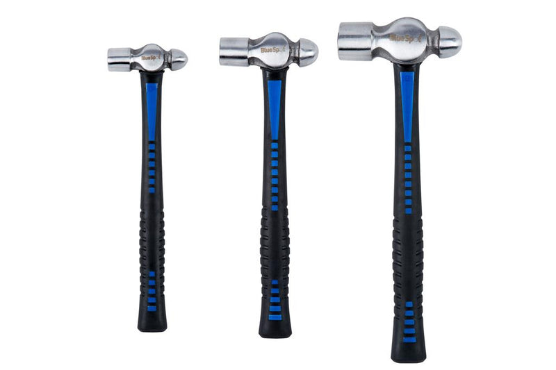 Bluespot Ball Pein Hammer 3pc Set 8 16 32oz TPR Handle Machinists Hammer 26100