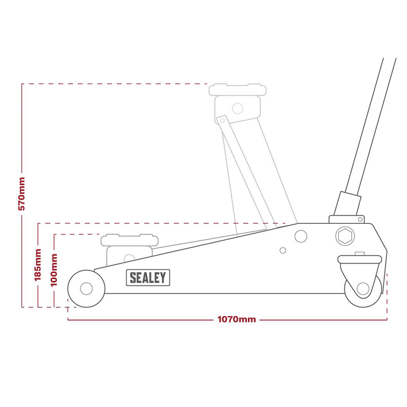 Sealey Trolley Jack 3 Tonne European Style Low Profile 3000ESLE