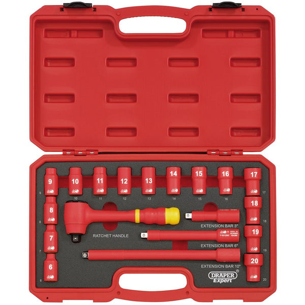 VDE Approved Fully Insulated Socket Set, 3/8" Sq. Dr. (19 Piece) - Discontinued