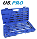 US PRO Ratchet Spanner Set Extra Long 10pc Double Ring Single Gear Wrench 3224