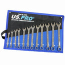 US PRO SPANNER SET 12PC METRIC 8-19MM COMBINATION OPEN RING WRENCH 3234