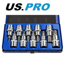 US PRO Torx Socket Set 10PC 1/2” Dr Bit Set T20 - T70 In Case 3413