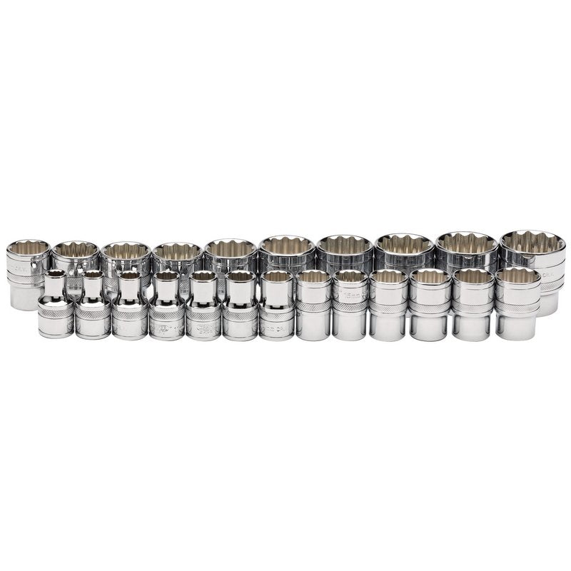 Loose Metric Socket Set, 1/2" Sq. Dr., Polished Chrome (23 Piece)