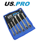 US PRO RATCHET SPANNER SET FLEXI HEAD 6PC COMBINATION METRIC 8-19MM 3475