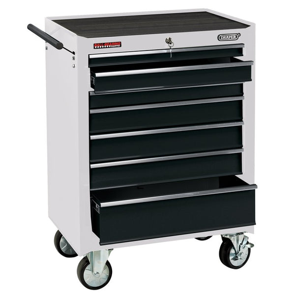 Roller Tool Cabinet, 7 Drawer, 26", White