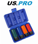 US Pro Alloy Wheel Nut Socket Deep 4pc Impact Set 1/2" Drive Remover 3724