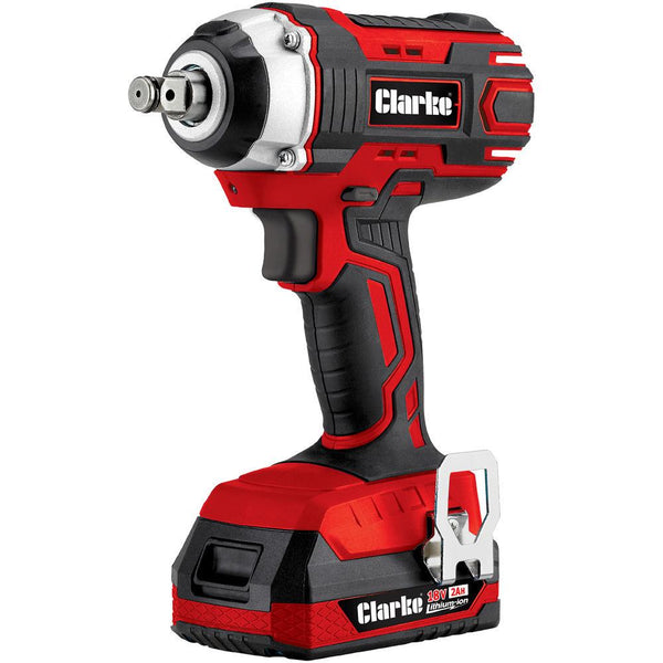 CLARKE IMPACT WRENCH 18V 1/2" LI-ION LITHIUM CORDLESS RATCHET 2 BATTERIES CCIW16