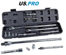 US Pro Breaker Bar Extension Bar & Adaptor Set 10pc 1/4" 3/8" & 1/2" & Case 4170