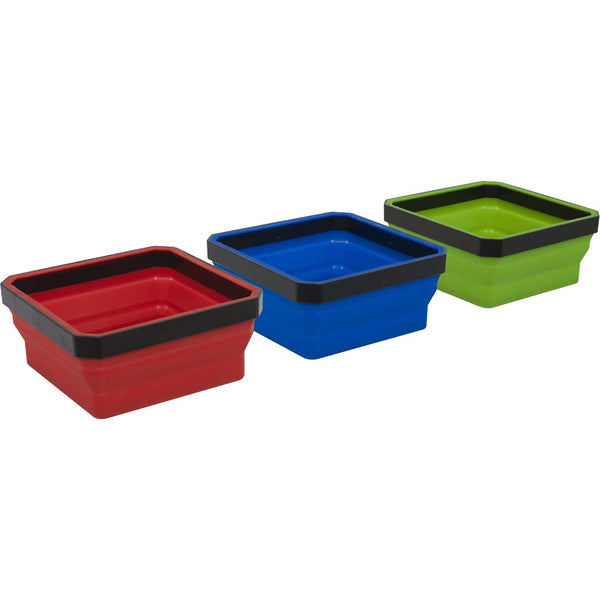 Sealey Magnetic Parts Tray Collapsible 3pc Red Blue Green Set APCSTS