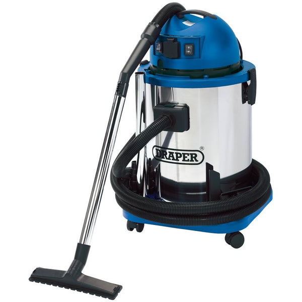 Wet & Dry Vacuum Cleaner with Stainless Steel Tank, 50L, 1400W & 230V Power Tool Socket