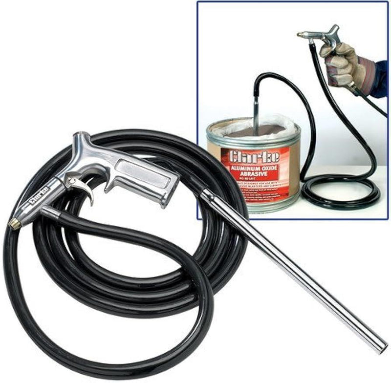 CLARKE AIR SANDBLASTER SAND BLASTING GUN & PICKUP PIPE HOSE SHOT BLASTER KIT SB4