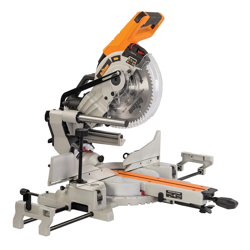 TRITON SLIDING MITRE SAW 1800W 254MM LASER CUTTING BENCH SAW 230V 524891 TCMS254