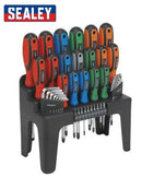 Sealey Screwdriver Set 44pc Hex Key Bit Set Magnetised Tips On Stand S01090