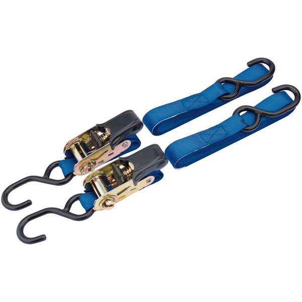 Ratcheting Tie Down Straps, 3.5m x 25mm, 250kg (2 Piece)