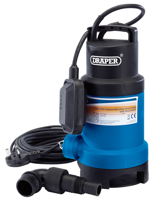 Submersible Dirty Water Pump with Float Switch, 200L/Min, 750W