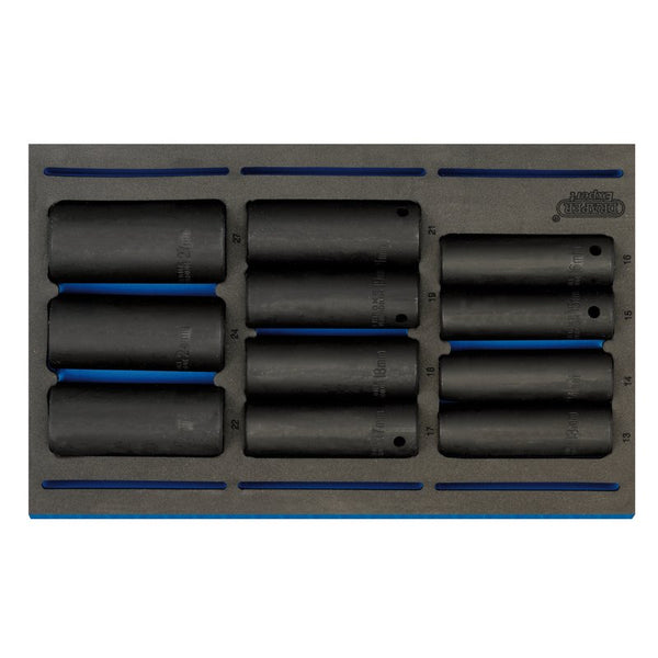 Impact Socket Set in 1/4 Drawer EVA Insert Tray, 1/2" Sq. Dr. (11 Piece)