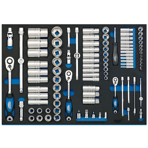 Soft Grip Socket Set in Full Plus Drawer EVA Insert Tray, 1/4", 3/8" & 1/2" (96 Piece)