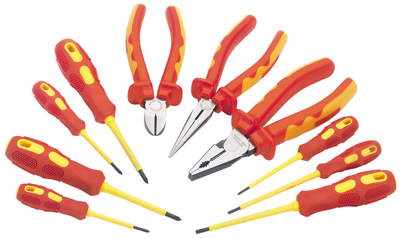 Expert Quality VDE Approved Fully Insulated Pliers and Screwdriver Set (10 Piece)