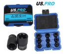 US PRO Impact E-Star Sockets Female Torx 9PCS 1/2" E10 - E24 7522