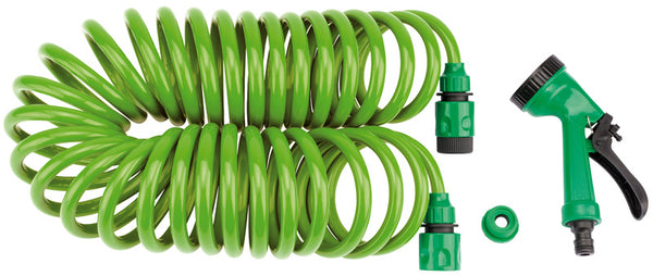 Recoil Hose with Spray Gun and Tap Connector, 10m