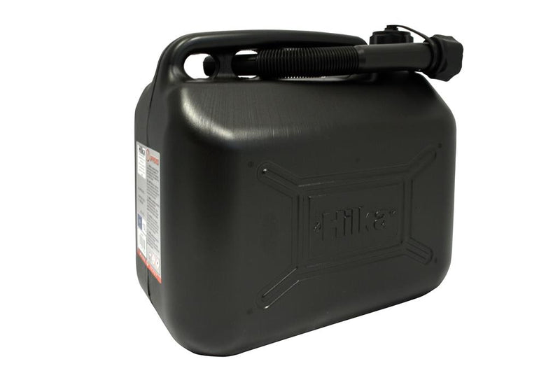 HILKA 10L JERRY CAN FUEL PLASTIC PETROL DIESEL BLACK PORTABLE 10 LITRE + SPOUT